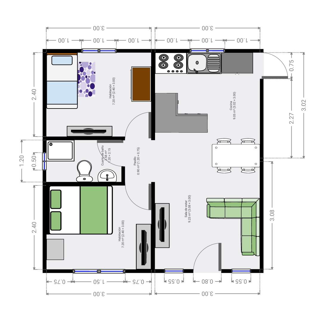 Pequeño Resplandor 36m2 – Modelo M | Casas Luz Elena
